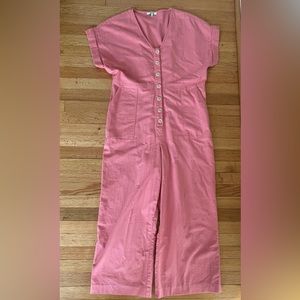 Madewell button down jumpsuit in pink, size 14